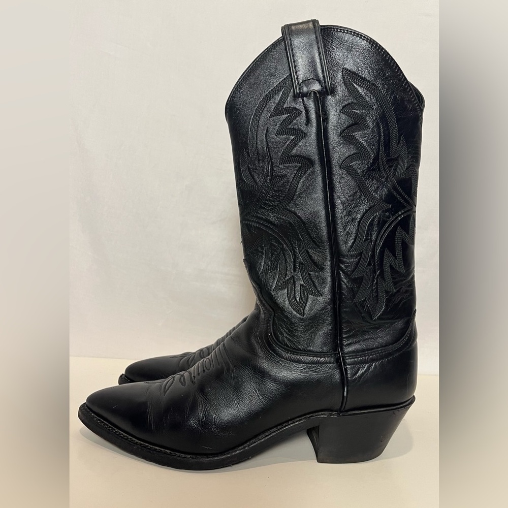 Women’s Justin Western Leather Cowboy Boots with Pointy Toes - Black - Sz 6B - Picture 3 of 9